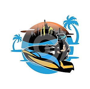 Jetski rider design illustration