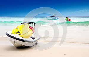 Jetski on sandy beach