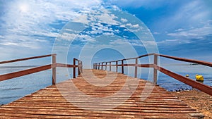 A jetty on the bank of the river Parana at Encarnacion in Paraguay.