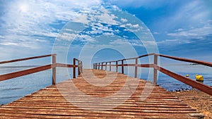 A jetty on the bank of the river Parana at Encarnacion in Paraguay. photo