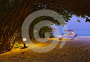 Jetty beach at sunset - Maldives