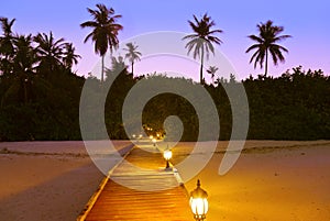 Jetty beach at sunset - Maldives