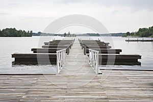 Jetty in lake absence