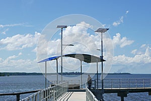 Jetty with LED street light with solar cell.