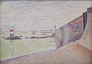The jetty of Portrieux, grey wheater painting by Paul Signac