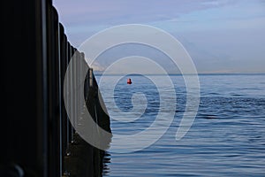 Jetty and Red Buoy at a Coastal Location in Winter