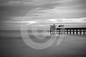 Jetty and sky, black and white