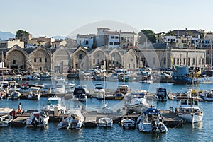 Jettys with moored boats Arsenali Chania