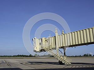 Jetway with no airplane in airport