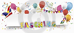 Jetzt Gehts Los Fasching Paper Banner Balloons Jesters Cap