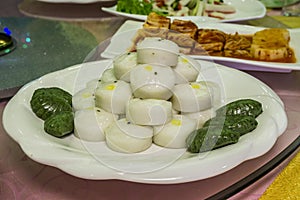 Jeungpyeon also called sultteok, is a variety of tteok - rice cake made by steaming rice, North Korean cuisine photo