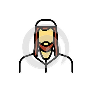 Jew in a hat line color icon. Isolated vector element.