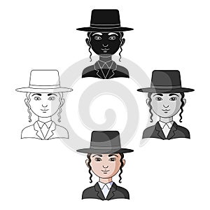 Jew.Human race single icon in cartoon,black style vector symbol stock illustration web.