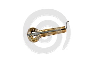 Jew`s harp musical instrument on white background