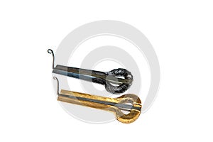 Jew`s harp musical instrument on white background