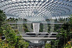 Jewel Changi Airport HSBC Rain Vortex and Skytrain