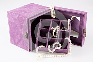 Jewel pink box with white pearl necklace bracelet