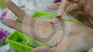 Jeweler making jewelry (bijouterie). process. Workshop