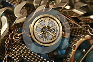 Jewelery gold ring with diamond