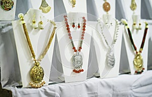 Jewelery showcase in market or mall, store, indian jewelery, neckless, women ornaments