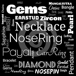 jewelery word cloud, word cloud use for banner, painting, motivation, web-page, website background, t-shirt & shirt printing,