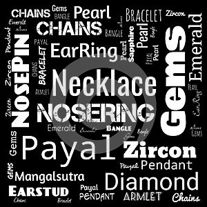 jewelery word cloud, word cloud use for banner, painting, motivation, web-page, website background, t-shirt & shirt printing,