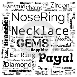 jewelery word cloud, word cloud use for banner, painting, motivation, web-page, website background, t-shirt & shirt printing,