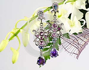 Jewellery on flowers