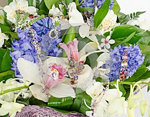 Jewellery on flowers