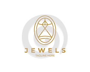 Jewellery logo luxury icons set outline style vector image