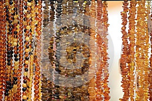 Jewellery made of unpolished and polished amber stones