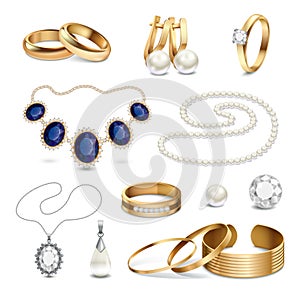 Jewelry Accessories Realistic Set