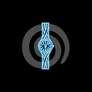 Jewelry Analog Women Wrist Watch line icon in neon style. One of Clock collection icon can be used for UI, UX