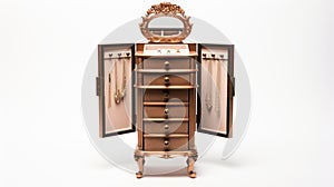 Elegant Jewelry Armoire On White Background - High Resolution Quality Image photo
