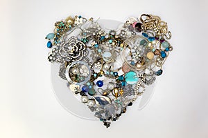 Jewelry arranged in a shape of heart