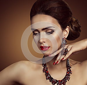 Jewelry, Beauty Fashion Model Face Jewellery, Ring Necklace Earrings