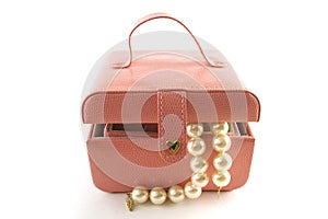 Jewelry box with white pearls
