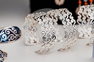 Jewelry bracelet on display of fashion store