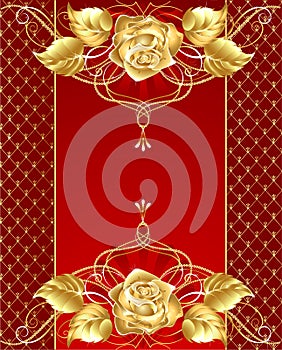 Jewelry design with a gold rose