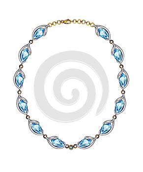 Jewelry Design Modern Art Blue Topaz Necklace.