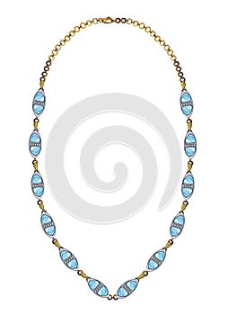 Jewelry design modern art fancy blue topaz necklace.