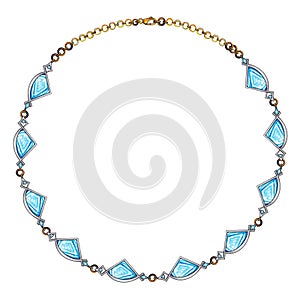 Jewelry design modern art fancy blue topaz necklace.