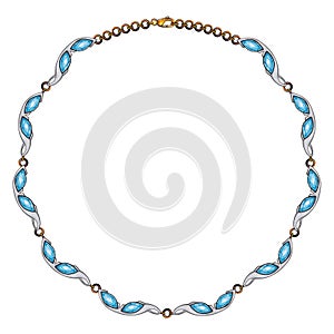 Jewelry design modern art fancy blue topaz necklace.