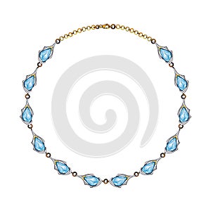 Jewelry design modern art fancy blue topaz necklace.