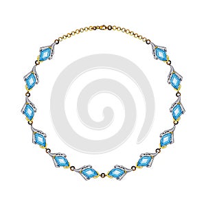 Jewelry design modern art fancy blue topaz necklace.