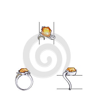 Jewelry design modern art fancy ring.