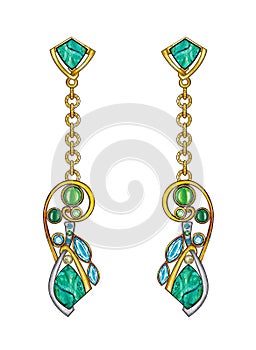 Jewelry design modern art turquoise earrings.