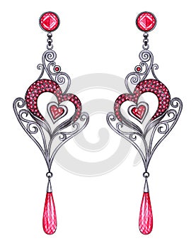 Jewelry Design Vintage mix Modern Hearts Earrings.