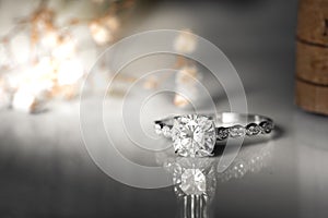 Jewelry diamond rings on white background. Sign of love. Fashion jewellery , good for wedding or engagement theme concept