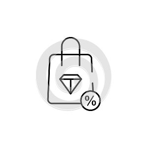 jewelry discount icon. Element of cyber monday icon for mobile concept and web apps. Thin line jewelry discount icon can be used